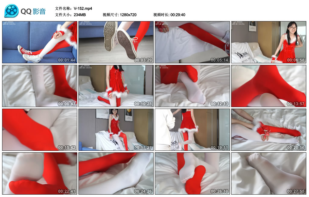 [BoBoSocks袜啵啵]NO.152 稚予-圣诞服、帆布鞋、厚白丝、厚红丝 20P+1V